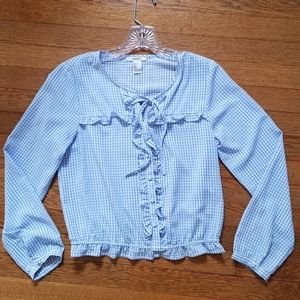 Forever21 - Ruffled Blue Gingham Blouse (S)